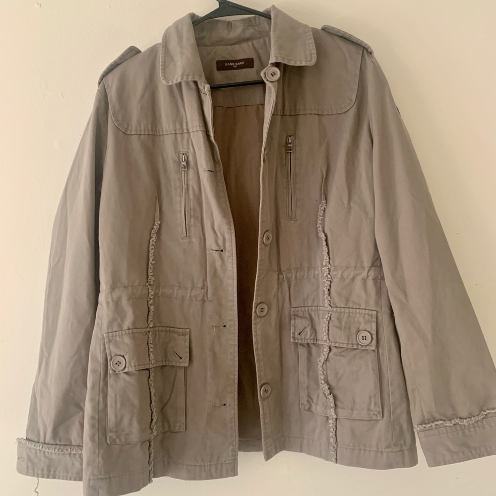 Vintage  Women khakhi utility Jacket with adjustable string